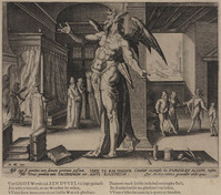 TvB G 1069
<br/>
Arts als duivel
<br/>
<em>Goltzius, Hendrick (1558-1617) - atelier van</em>